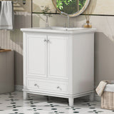 30" Bathroom Vanity With Sink Combo Undermount Sink, Cabinet With Doors And Drawer - White