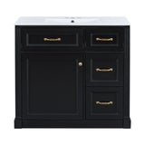Modern Bathroom Vanity With Sink, 4 Drawers, Soft-Close Door, Adjustable Shelf