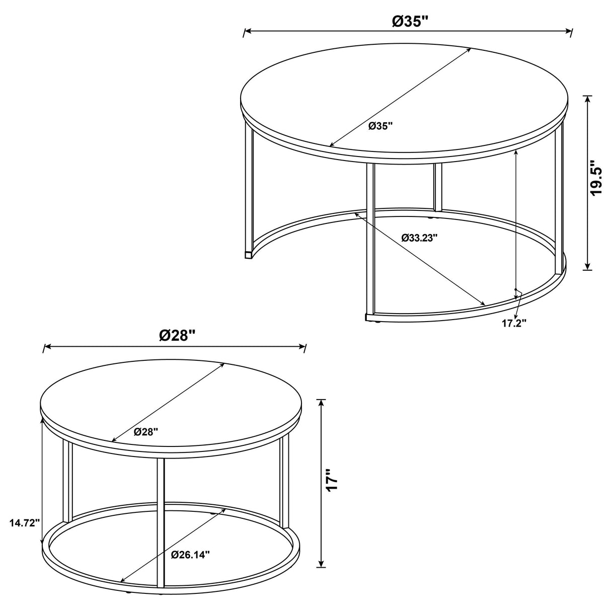 Hanover - 2 Piece Round Nesting Coffee Tables - Gray
