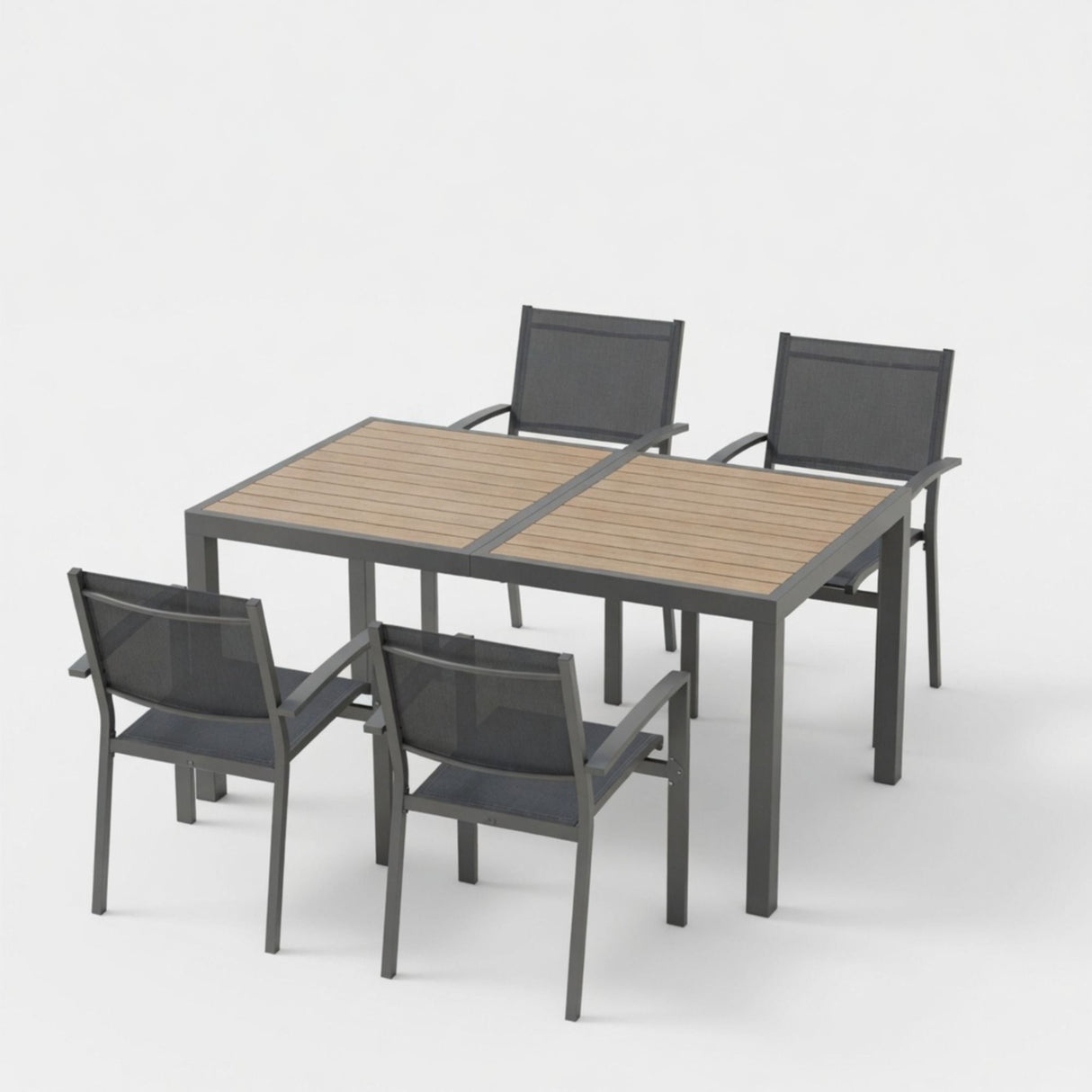 5 Piece Patio Dining Set With Table And Chairs For Outdoor Use - Gray