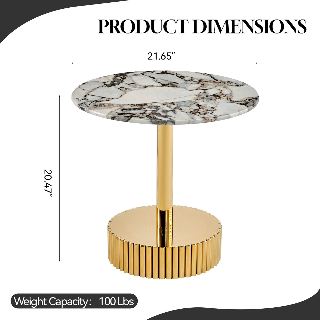 End Table For Living Rooms - Gold / White