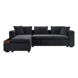 Modern L Shaped Sectional Sofa With Upholstery And Wooden Storage