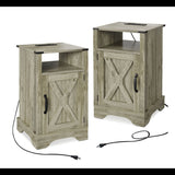 Farmhouse Nightstand, Charging Station & Storage