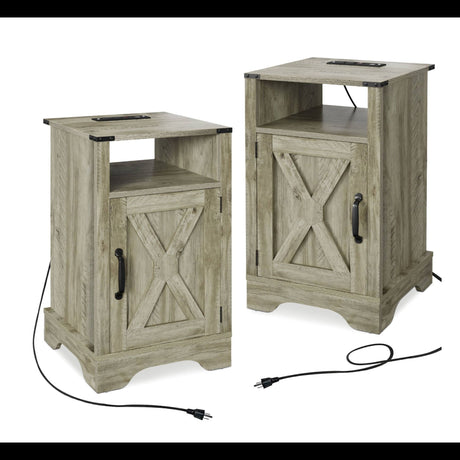 Farmhouse Nightstand, Charging Station & Storage