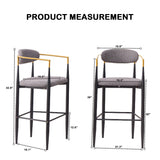 Upholstered Bar Stool With Ergonomic Design (Set of 2)