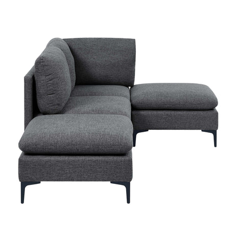 Upholstered Modular Sectional With Tall Legs, Medium Firm Seat
