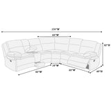 U-Shaped Sectional Sofa With Console Cup Holder, Storage Drawer, Manual Reclining