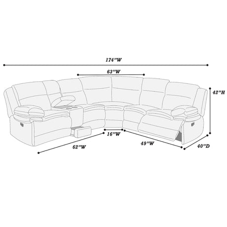 U-Shaped Sectional Sofa With Console Cup Holder, Storage Drawer, Manual Reclining