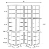 4 Panel Folding Screen With Shelves - Brown