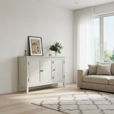 3 Door Buffet Cabinet With Adjustable Shelves - Matte White / Grayish
