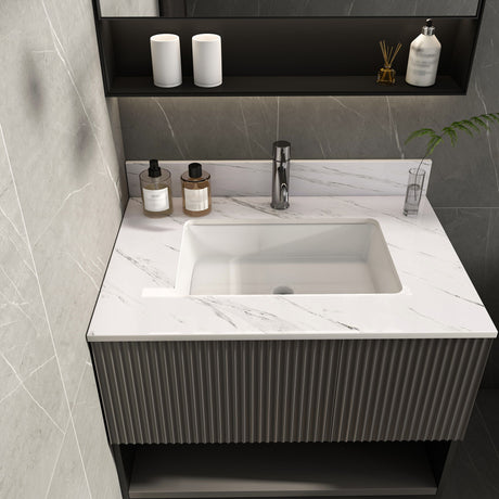Bianco Carrara Venato Marble Vanity Top With Pre Drilled Faucet Hole And Undermount Sink