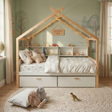 House Bed With Bookshelf Storage