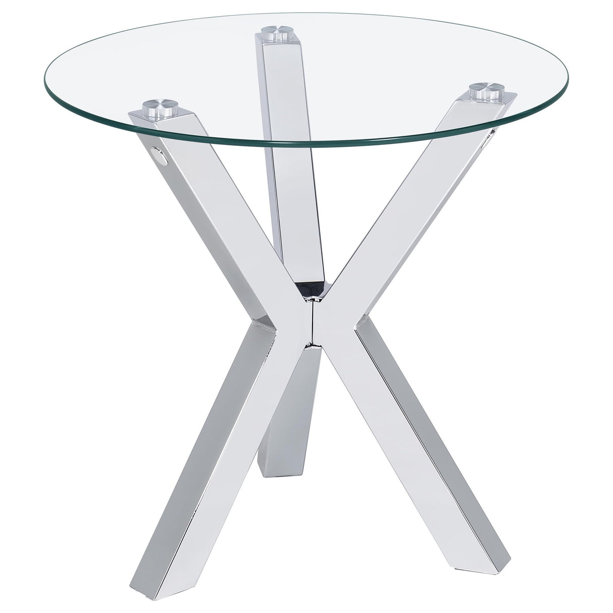 Alexa - Round Tempered Glass Top End Table - Chrome