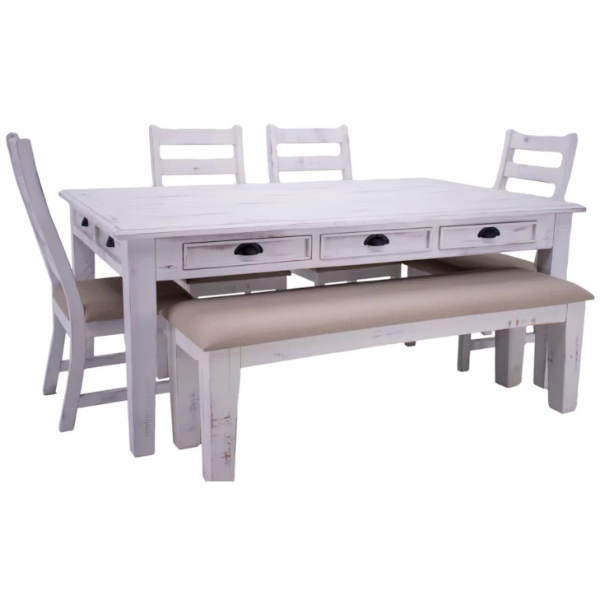 Joanna Dining Table 4 Chairs & Bench - MJ155BEN+MJ155T+MJ155Cx4