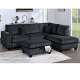 Modern Style Sectional Set With USB Port, Storage Ottoman