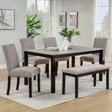6 Piece Dining Table Set With Bench And Chairs