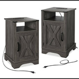 Farmhouse Nightstand, Charging Station & Storage