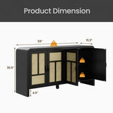 Sideboard Buffet Cabinet With 4 Doors & Adjustable Shelves - Black