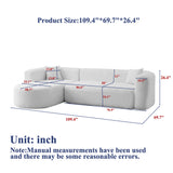 L - Shape Boneless Cloud Couch With 2 Throw Pillows For Living Room