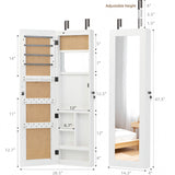 Jewelry Armoire Organizer With Full Length Mirror, Wall Mounted Lockable Cabinet With LED Light