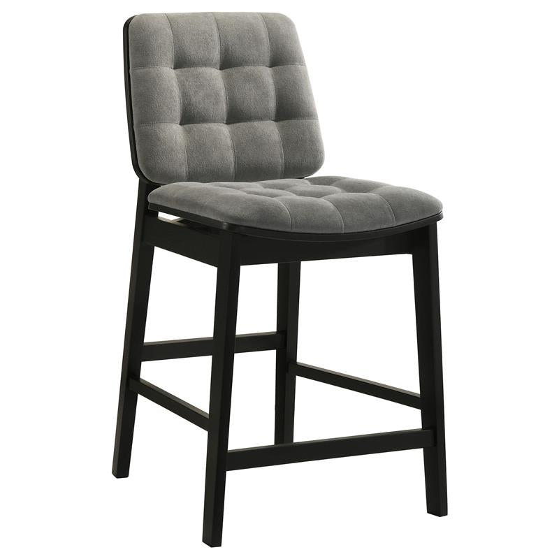 Redbridge Velvet Upholstered Counter Chair Grey and Black (Set of 2) - 193969BLK