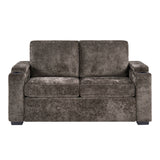 Pull Out Sofa Bed Loveseat With Twin Mattress, Cup Holders And Arm Storage
