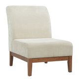 Upholstered Accent Chair - Beige / Walnut
