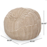 Vida - Modern 5 Foot Rounded Bean Bag - Snow White / Beige