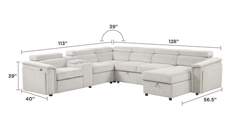 Harvey - Power Recliner Sectional Sleeper - Beige