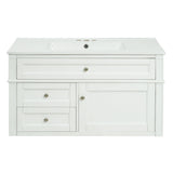 Modern Wall Mounted Floating Cabinet With Double Drawer And Sink