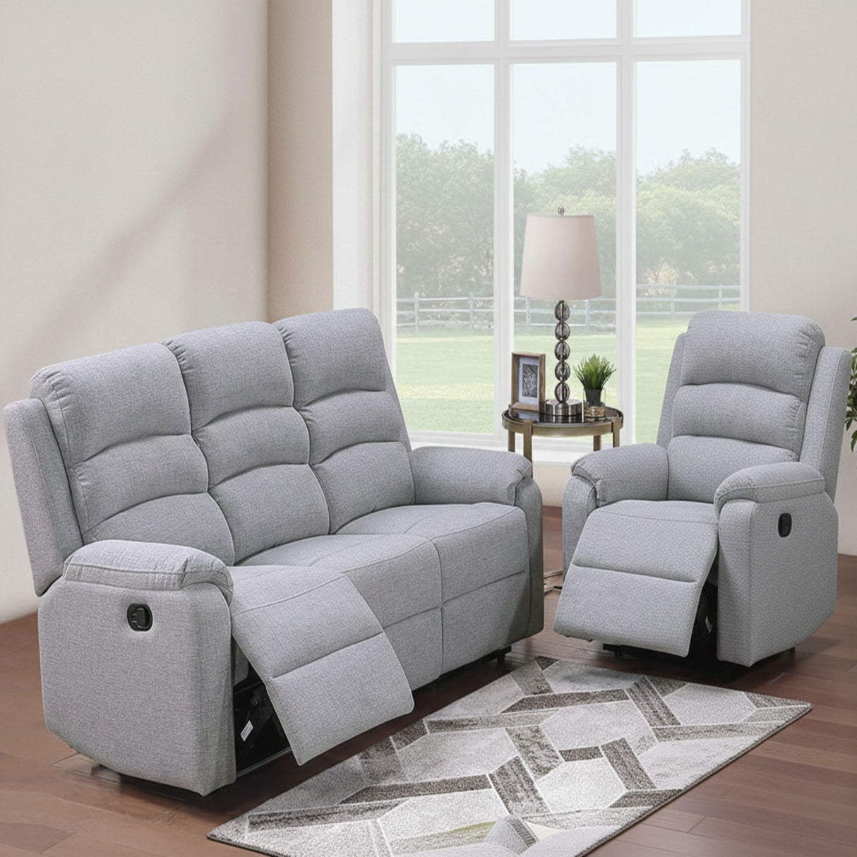 Modern Living Room Set With Manual Recliner