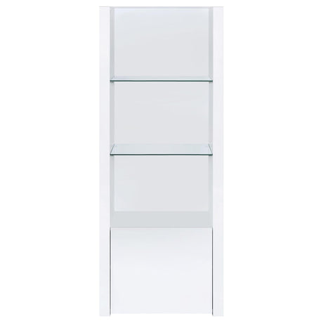 Lance - 3 Shelf Media Tower With Shelves And Hidden Cabinet - Gloss White