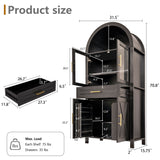 Arched Kitchen Pantry Cabinet With Adjustable Shelves & Barn Door Design