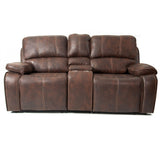Power Reclining Loveseat With USB Port Leather Upholstered, Built In Cup Holder - Chocolate