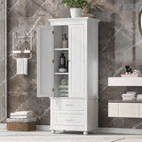 Tall Storage Cabinet With 2 Drawers For Bathroom
