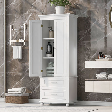 Tall Storage Cabinet With 2 Drawers For Bathroom