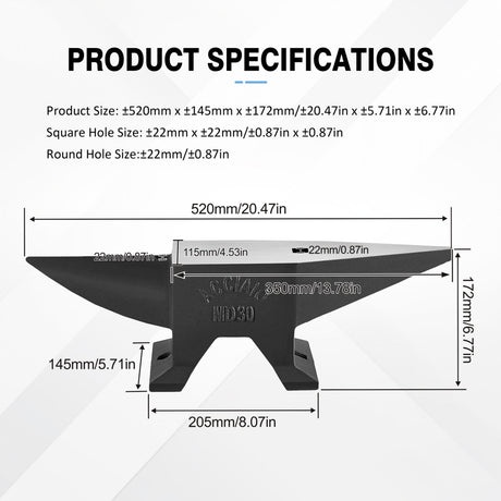 Heavy Duty Cast Steel Anvil, 22 Lbs Single Horn With Large Countertop, High Hardness For smithing