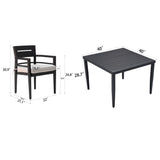Outdoor Modern Dining Set, Chairs Sunbrella Cushioned And Dining Table With Umbrella Hole