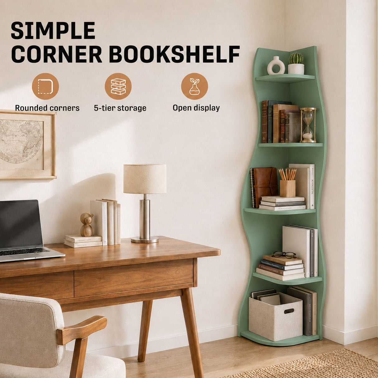 5 Tier S - Shaped Corner Shelf For Living Room
