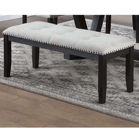 Upholstered Dining Bench With Tufted Seat And Nailhead Trim - Antique Black