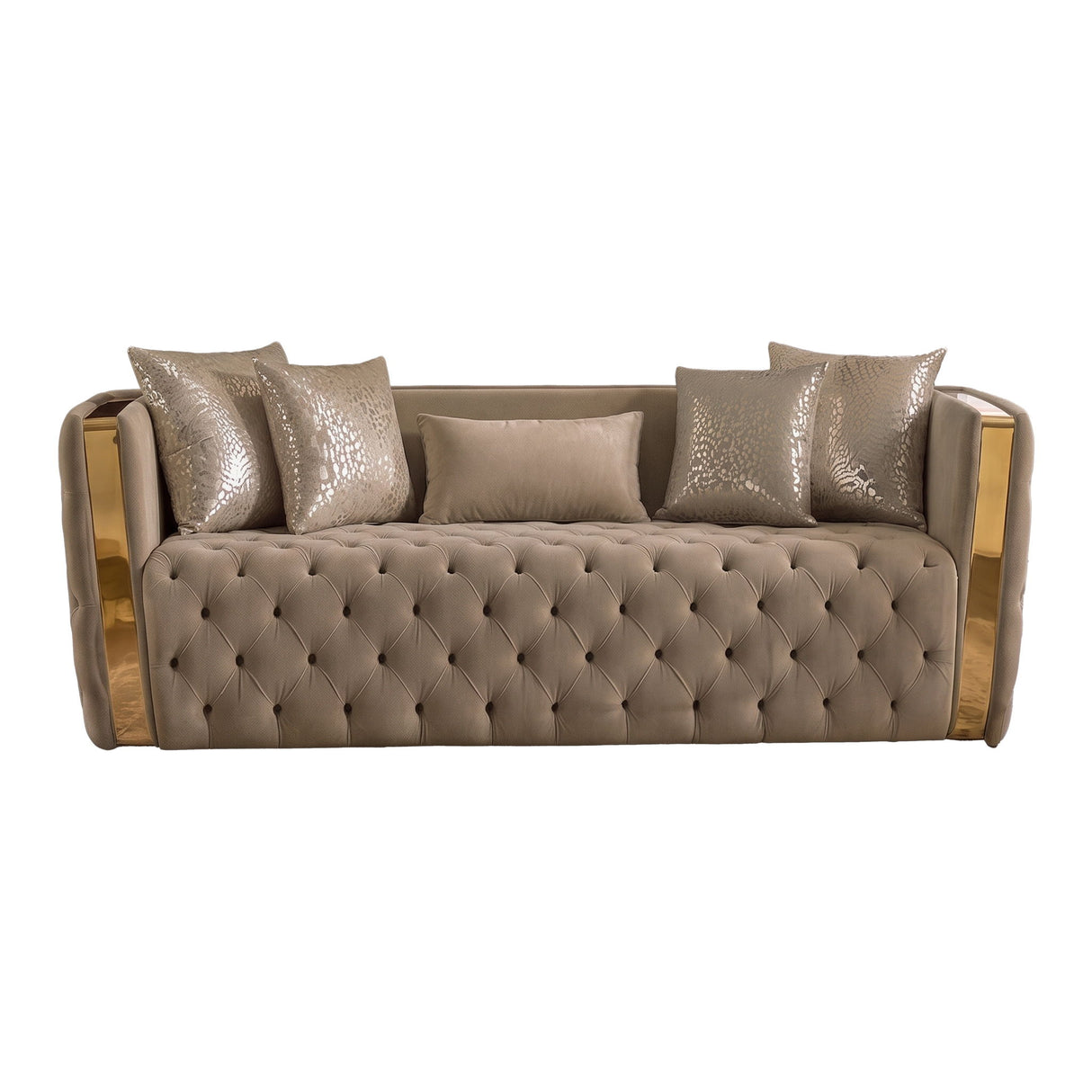 Naomi - Button Tufted Sofa - Taupe
