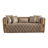 Naomi - Button Tufted Sofa - Taupe