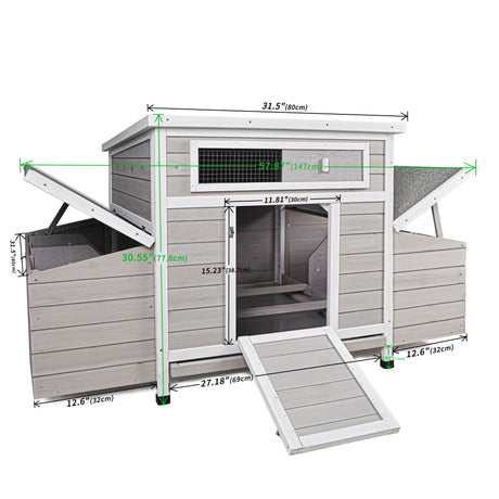 Large Chicken Coop Outdoor Hen House & Dual Nesting Boxes