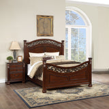 3 Piece Bedroom Set, Elegant Panel Bed With 2 Nightstands
