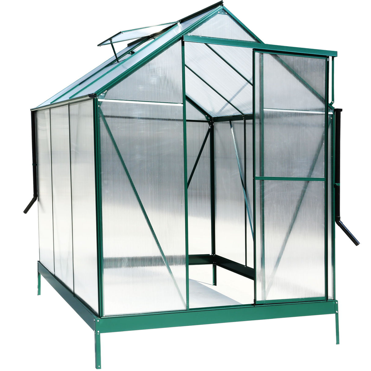 Polycarbonate house, Heavy Duty Outdoor Aluminum Walk-In House Kit With Rain Gutter, Vent And Door For Backyard Garden