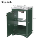 Bathroom Vanity With Sink, Freestanding Single Cabinet Set, Soft Close Door, Adjustable Shelf