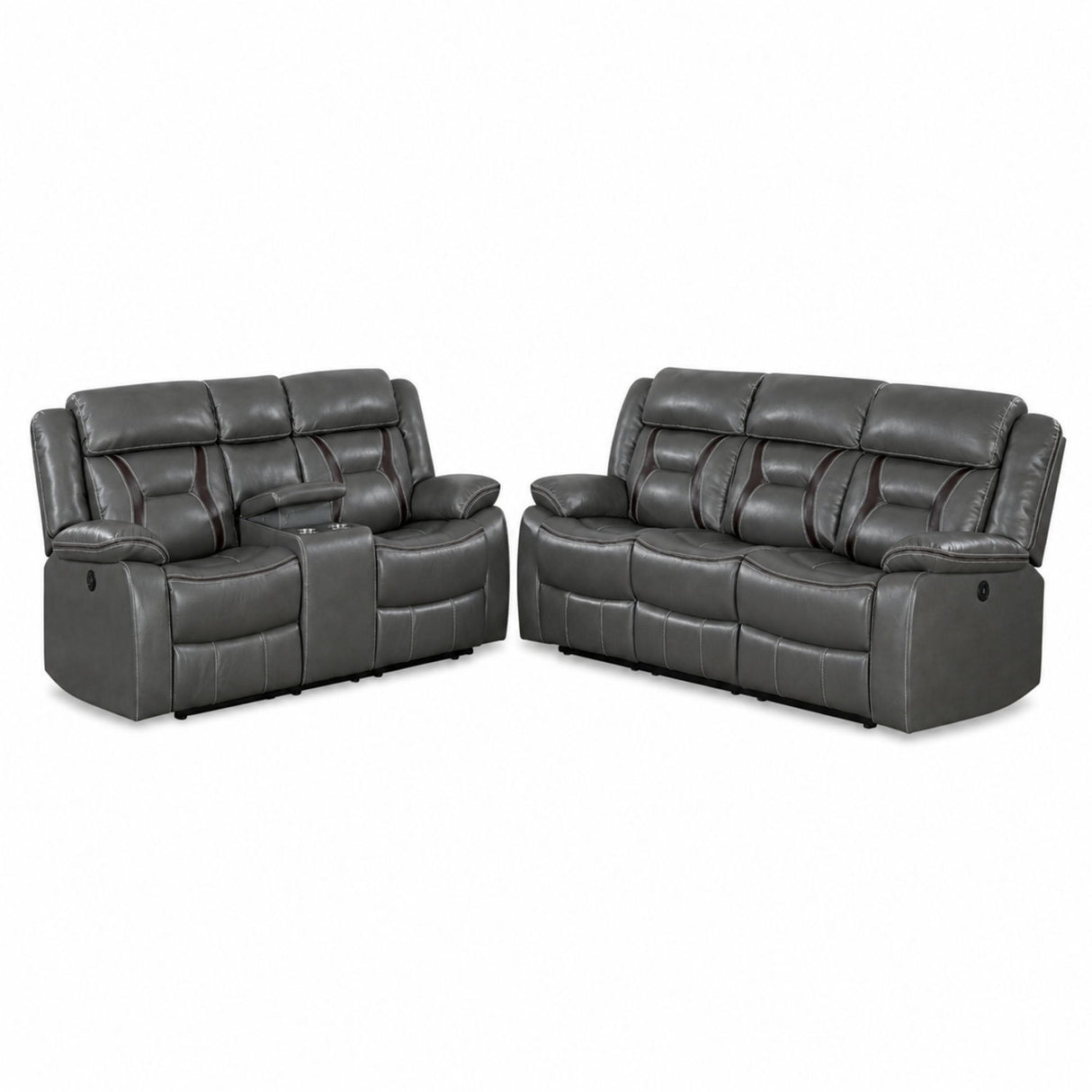 Living Room Set With Pillow Armrest And Tufted Backrest
