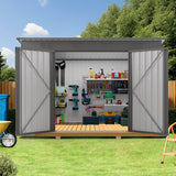 Outdoor Storage Shed, Tool House With Sloping Roof, 6 Vents And 2 Swing Doors For Backyard - Gray