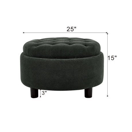 Storage Round Footstool Table Ottoman