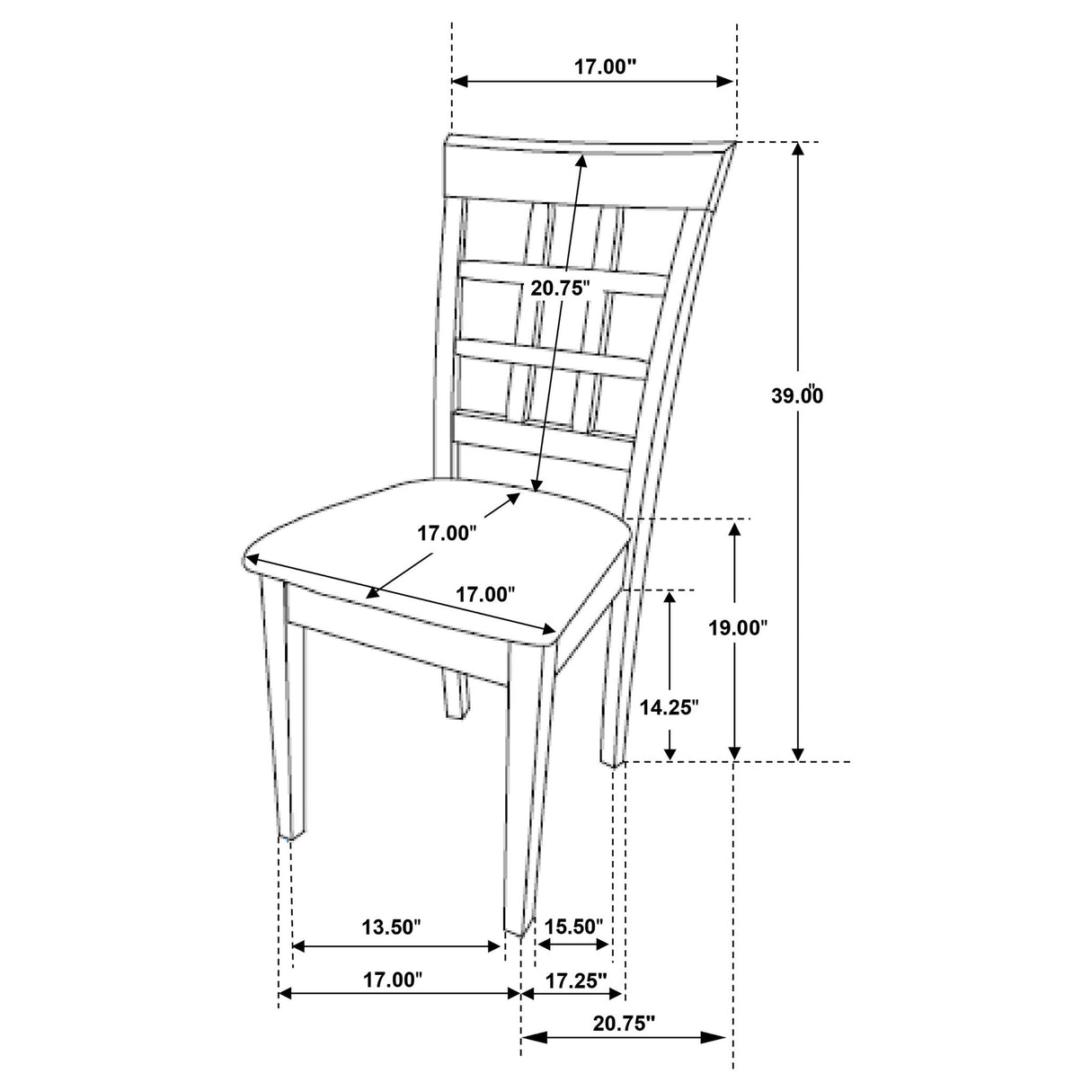 Lattice Back Dining Chair (Set of 2) - Brown